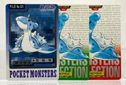 3 SET! Lapras Bandai Carddass Green Red & File 131 Japanese Pokemon Cards EX! - Image 1