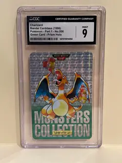 1996 Charizard CGC 9 Pokemon Bandai Carddass Green Card Prism Holo Part 1 #006 - Image 1