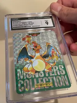 1996 Charizard CGC 9 Pokemon Bandai Carddass Green Card Prism Holo Part 1 #006 - Image 3