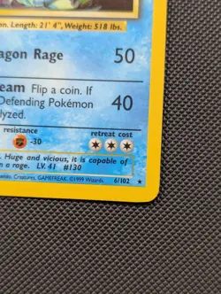 Gyarados Holo Rare Base Set 6/102 Pokemon Card - WOTC 1999 - Image 5