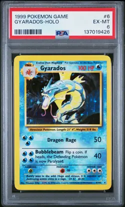 1999 Pokemon Base Set Gyarados Holo PSA 6 #6/102 - Image 1