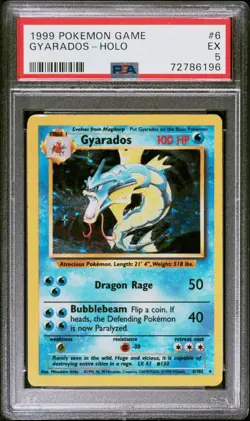 Pokemon 1999 Gyarados 6/102 Base Set Holo Rare English PSA 5 Graded - Image 1