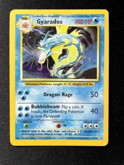 GYARADOS 6/102 HOLO RARE BASE SET UNLIMITED POKEMON HEAVILY PLAYED - Image 1