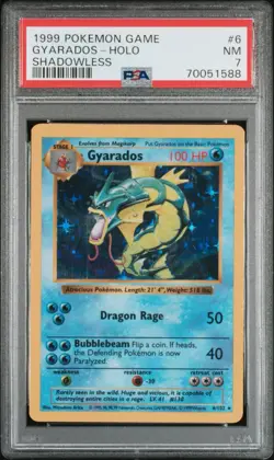 1999 Pokemon TCG Base Set Shadowless Gyarados Holo 6/102 PSA 7 NM Near Mint - Image 1