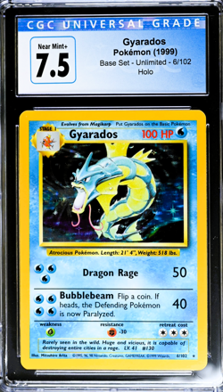 1999 Pokemon TCG Gyarados Base Set 6/102 Holo Holo Rare CGC 7.5 Near Mint + - Image 1
