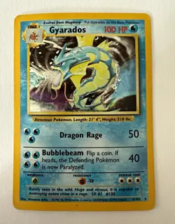 Pokemon TCG Gyarados 6/102 Base Set 1999 Holo Rare Unlimited - Heavily Played - Image 1