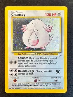 Chansey 3/130 2000 Base Set 2 Pokemon Card WOTC Vintage Holo Rare - Vlp - Image 1