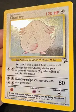 Chansey 3/130 2000 Base Set 2 Pokemon Card WOTC Vintage Holo Rare - Vlp - Image 2