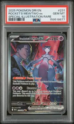 2025 POKEMON DRI EN-DESTINED RIVALS #231 TEAM ROCKET'S MEWTWO EX PSA 10 - Image 1