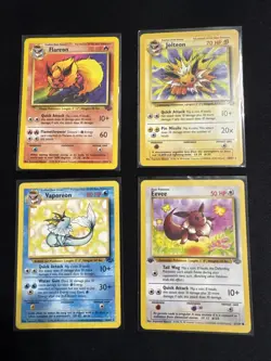4 Pokemon Cards - Jungle - Eevee, Jolteon, Flareon, & Vaporeon - Vintage, 1st Ed - Image 1