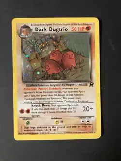 2000 Pokemon Card Dark Dugtrio Holo Rare Team Rocket 6/82 LP Swirl Vintage Wotc - Image 2
