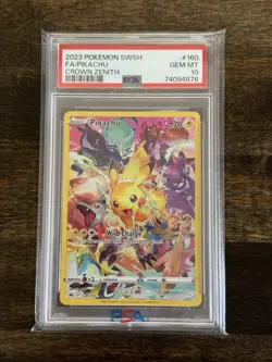 Pokemon Pikachu TCG Crown Zenith Holo Full Art Secret Rare Card PSA 10 160/159! - Image 1