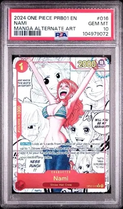 Nami Manga Alt Art OP01-016 PRB-01 English MINT - One Piece Trading Card PSA 10 - Image 1