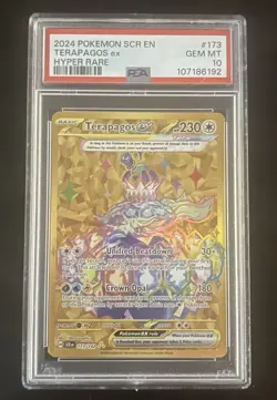 Pokemon TCG 2024 Sv07 Stellar Crown Terapagos ex 173/142 Hyper Rare Holo PSA 10 - Image 1