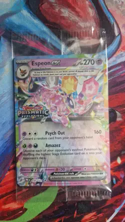 Pokemon TCG Espeon EX Stamped Prismatic Evolutions Promo Card 034/131 Sealed - Image 1