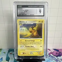 CGC 9 MINT Raichu 27/99 PreRelease Platinum Arceus PROMO Pokemon Card - Image 1