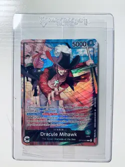 PSA Magazine Dracule Mihawk OP14-020 Foil Holo One Piece Sealed Promo - Image 1