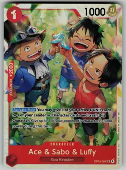 Ace & Sabo & Luffy Holo OP13-007 Carrying On His Will One Piece TCG - Image 1