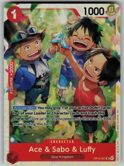 Ace & Sabo & Luffy Holo OP13-007 Carrying On His Will One Piece TCG - Image 1