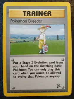 Pokemon Breeder 105/130 Base Set 2 Old Rare Pokemon Trainer Card 2000 - Image 1