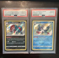 Pokemon TCG 2-Card Holo Graded Lot: Obstagoon SV080 & Drizzile SV026 - Image 1