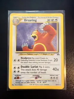 Pokemon TCG Ursaring Neo Discovery Holo Rare Card 15/75 - Image 1