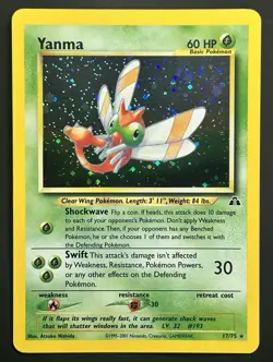 Yanma Neo Discovery 17/75 Unlimited Holo Rare WOTC Pokemon Card LP - Image 1