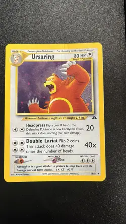 Pokemon TCG Ursaring Neo Discovery Holo Rare 15/75 Unlimited English - Image 1
