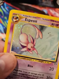 Pokemon Espeon Neo Discovery TCG 1/75 Holo Unlimited Rare MP TAIL SWIRL 🌀 B - Image 2