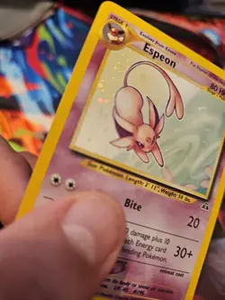 Pokemon Espeon Neo Discovery TCG 1/75 Holo Unlimited Rare MP TAIL SWIRL 🌀 B - Image 3