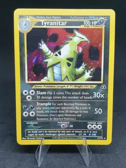 Tyranitar 12/75 Holo Rare Neo Discovery Vintage WoTC Pokemon Card LP - Image 1