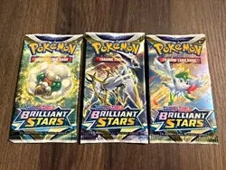 Pokemon TCG Brilliant Stars Booster Pack Lot 3 English 2022 10 Cards Each - Image 1