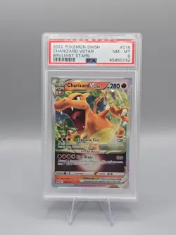 Pokemon TCG Charizard VSTAR Card Brilliant Stars 018/172 PSA 8 - Image 1