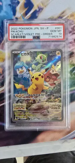 Pokemon Pikachu Scarlet Violet Holo Promo Card Japanese Edition 001/Sv-p PSA 10 - Image 1