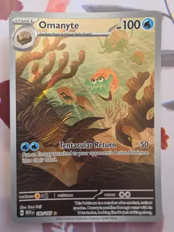 Pokemon TCG Omanyte Scarlet Violet-151 Holo Illustration Card 180/165 Rare NM MT - Image 1