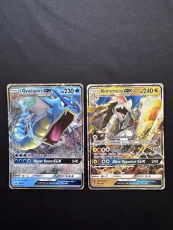 Pokemon TCG Holo 2-Card Lot Gyarados GX & Kommo-o GX SM212 100/145 - Image 1