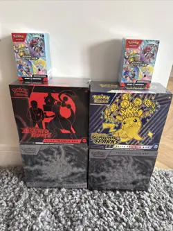 Pokemon ETB Bundle Surging Sparks Pitch Black Destined Rivals and Journey TG - Image 1