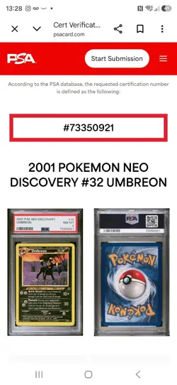 2001 Pokemon Neo Discovery 32/75 Umbreon 1st Edition PSA 8 First Wizards WOTC - Image 3