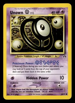 Unown [O] 69/75 Unlimited Common Neo Discovery Pokemon Card - 2 - Image 2
