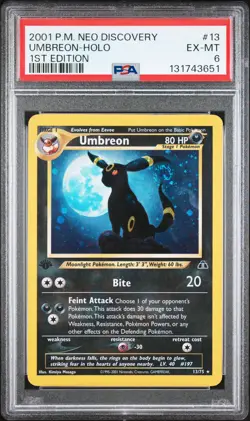 2001 POKEMON NEO DISCOVERY 1ST EDITION #13 UMBREON-HOLO PSA 6 - Image 1