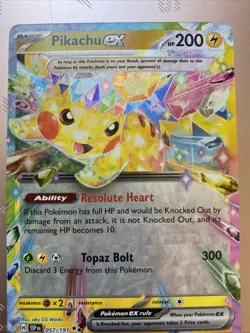 Pokemon TCG Pikachu EX Surging Sparks Double Rare Card 057/191 NM/MT Condition - Image 3