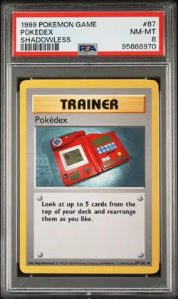 1999 POKEMON BASE SET SHADOWLESS #87 POKEDEX PSA 8 - Image 1