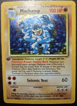 machamp 8/102 1st Edition Holo Pokemon TCG 1999 - Image 1