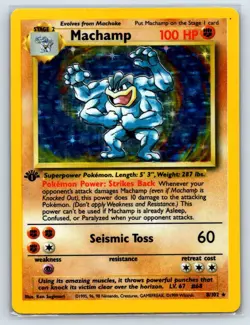 Machamp 8/102 Holo Rare Deck Exclusives Pokemon 1st Edition Holo Damaged - Image 1