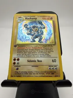 1999 Pokemon Machamp Holo Rare Card Base Set, 1st Edition, #8/102 - Image 1