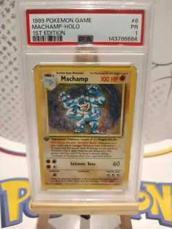 PSA 1 Machamp 1st Edition 8/102 Pokemon Base Set - Image 1