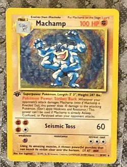 1999 Pokemon Machamp Holo Rare 1st Edition 8/102 MP - Image 1