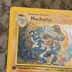 1999 Pokemon Machamp Holo Rare 1st Edition 8/102 MP - Image 4