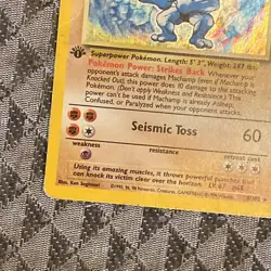 1999 Pokemon Machamp Holo Rare 1st Edition 8/102 MP - Image 5