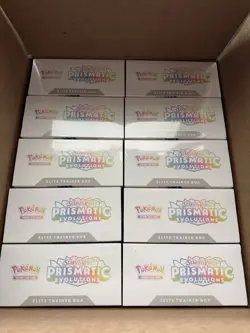 Pokemon TCG Prismatic Evolutions Elite Trainer Box ETB X10 Case Opened To Verify - Image 1